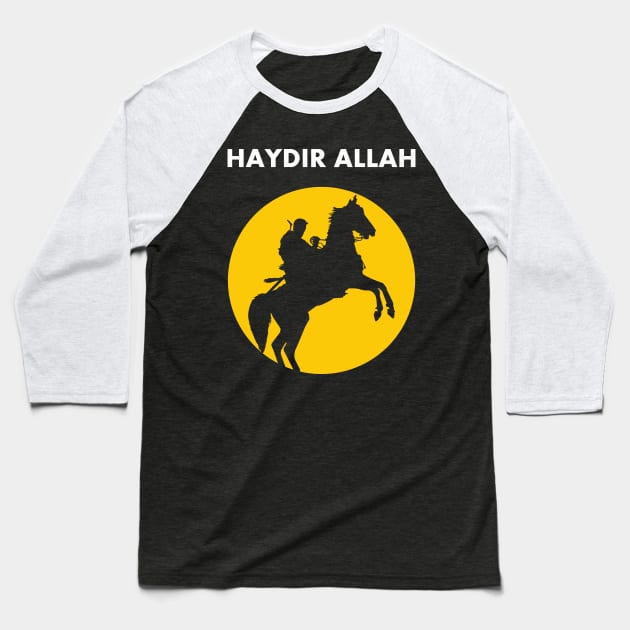 Haydir Allah Ertugrul Bey Kurulus Osman Kayi Flag Drillis Ottoman Empire Turkey Istanbul Gift Baseball T-Shirt by Amazing Arts